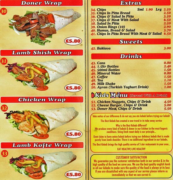 Menu at Esher Best Kebab & Burger House fast food, Esher
