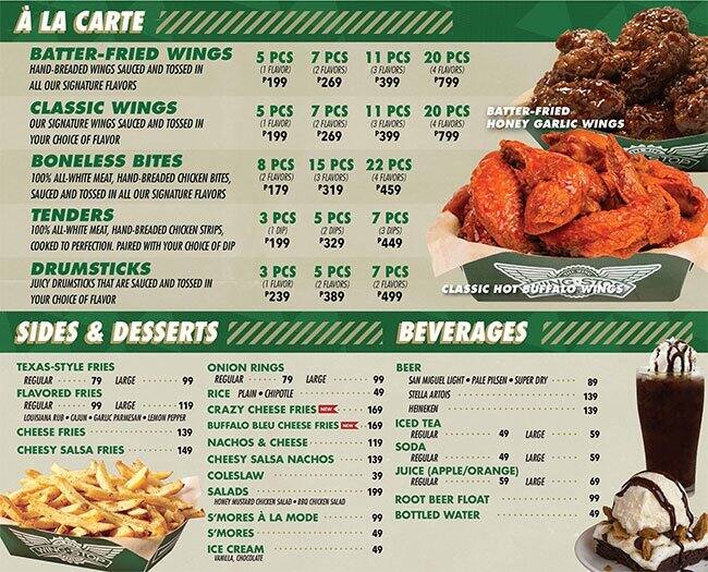 Wingstop Printable Menu Printable Templates