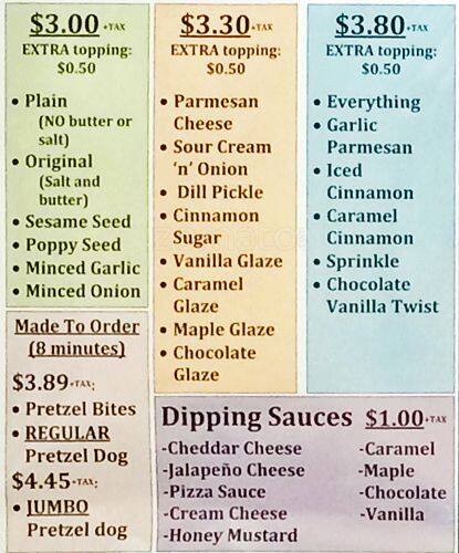 Pretzelmaker menu