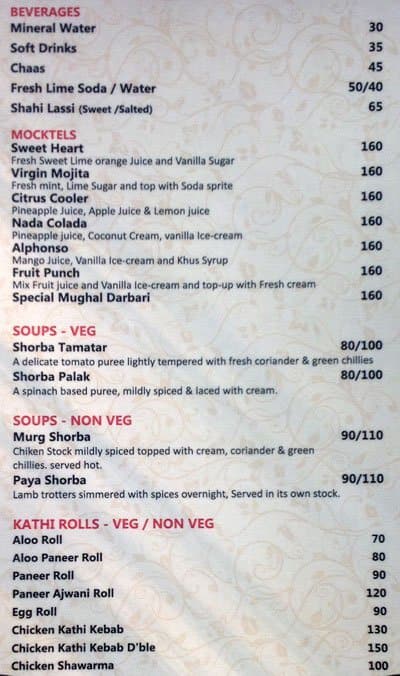 Mughal Darbar Menu, Menu for Mughal Darbar, Kalyani Nagar, Pune - Zomato