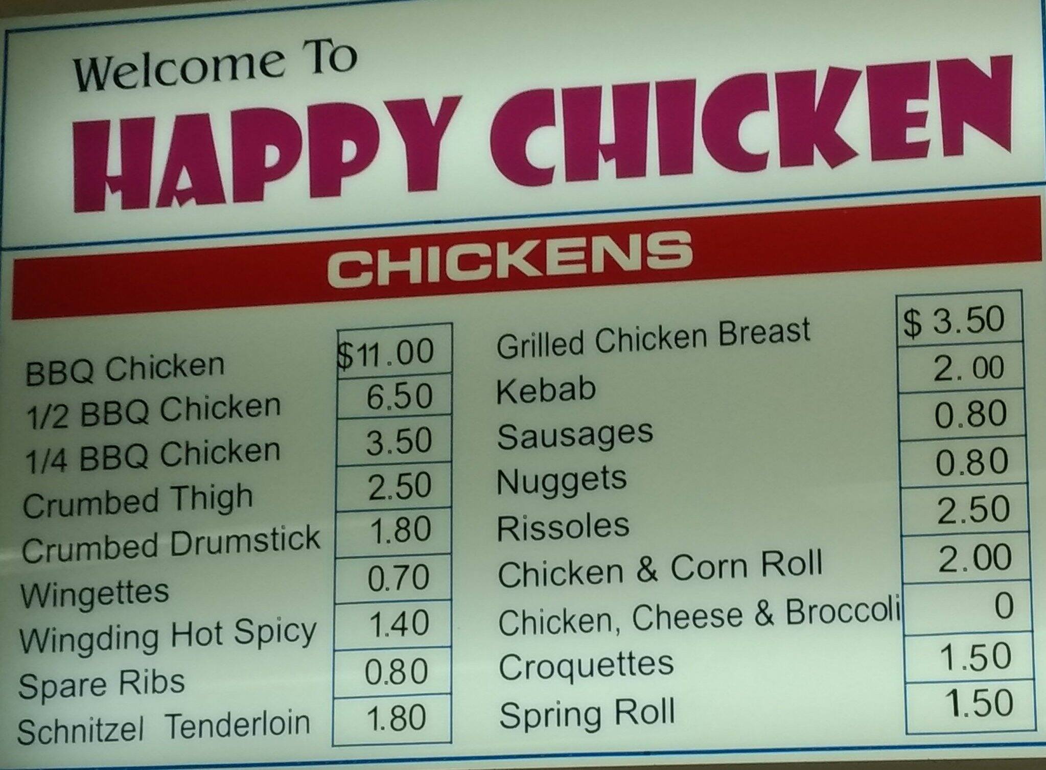 BBQ Chickens Menu, Menu for BBQ Chickens, Blacktown, Sydney
