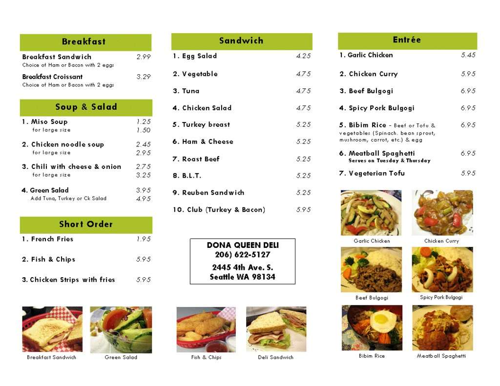 Dona Queen Donut & Deli Menu Urbanspoon/Zomato