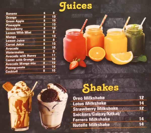 Menu at Mile7 Cafeteria, Ajman, Opposite Nesto Hypermarket