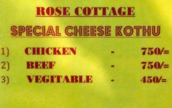 Rose Cottage menu