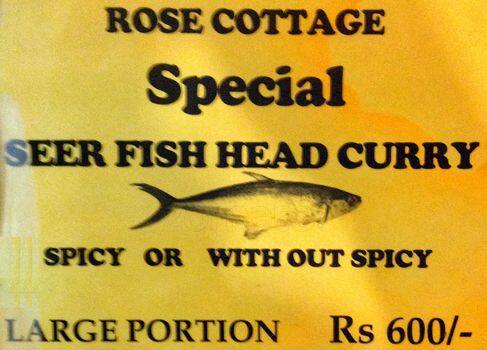 Rose Cottage menu
