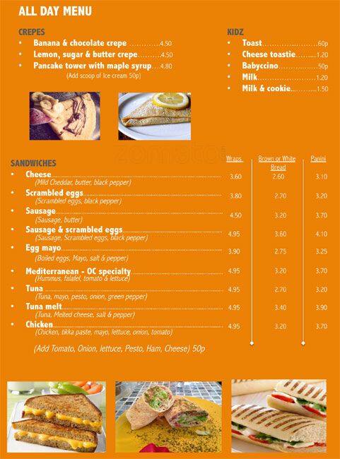 The Orange Couch Menu Menu For The Orange Couch Ruislip London