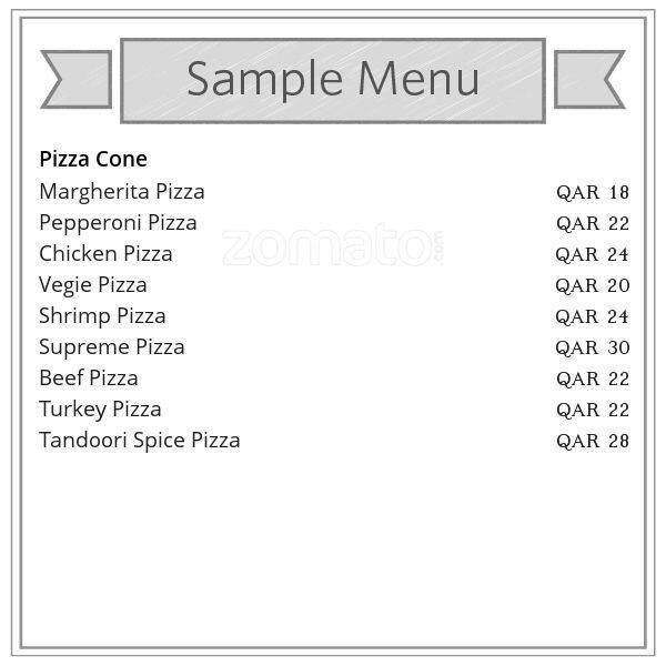 Pizza Cone Menu, Menu for Pizza Cone, Al Waab, Doha Zomato Qatar