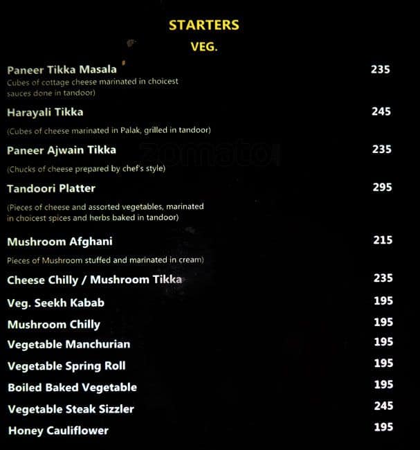 Menu at Whispering Pillars, Chandigarh, PQF7+MCX