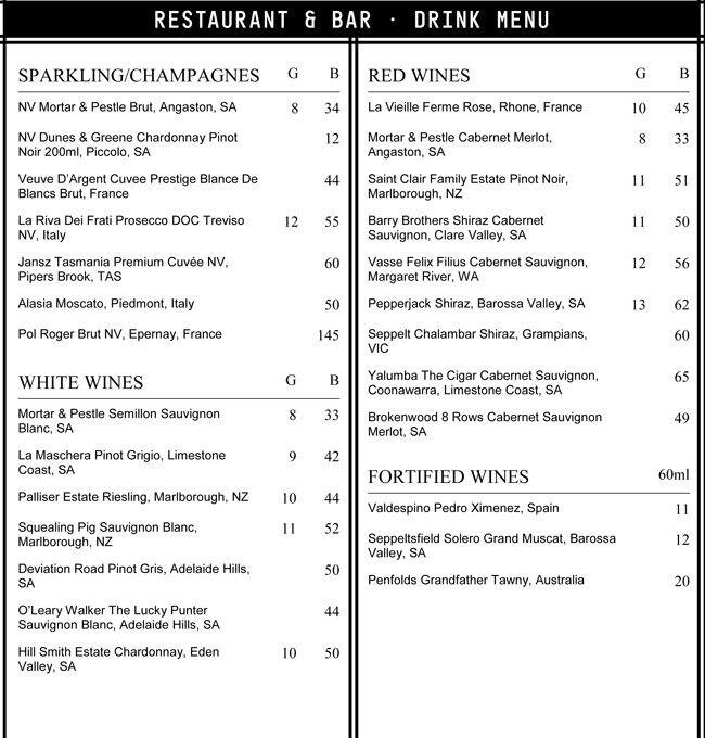 Carta de Ivory Restaurant