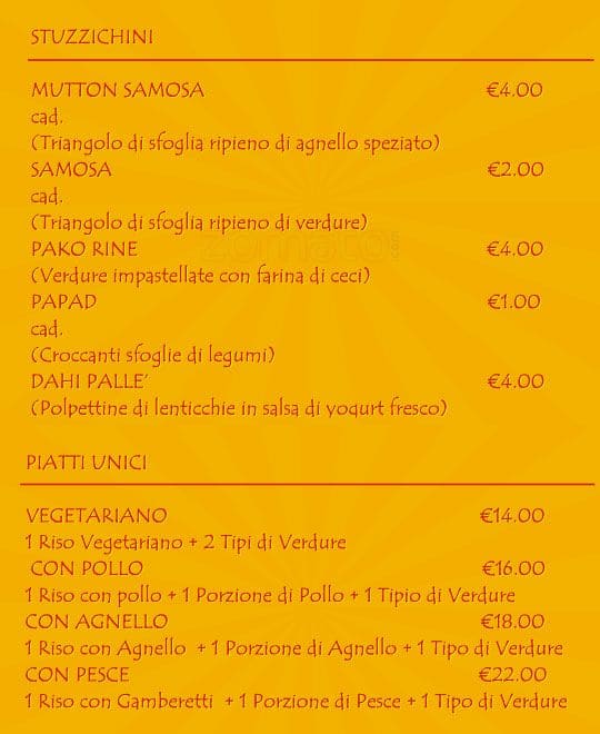 Menu di Maharaja 