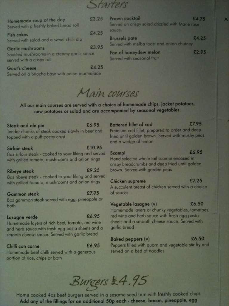 Offley Arms Menu, Menu for Offley Arms, Newcastle-under-Lyme, West ...