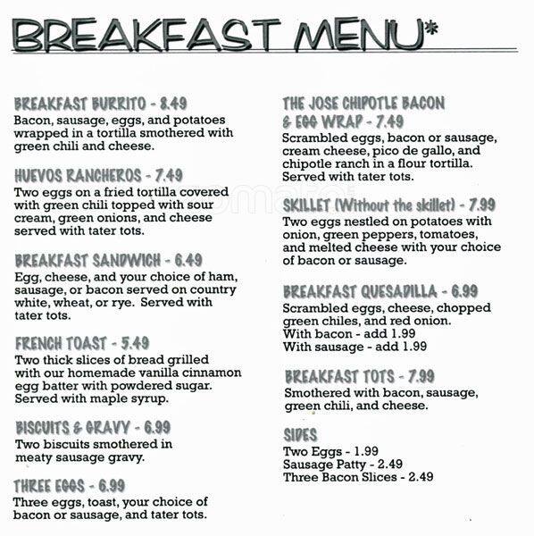 The Shack menu, Menu restauracji The Shack, Littleton, Denver