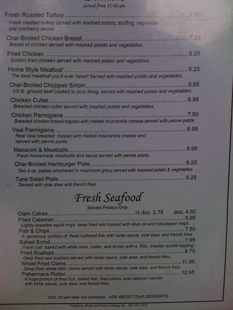 Jefferson Diner Menu, Menu for Jefferson Diner, Warwick, Providence