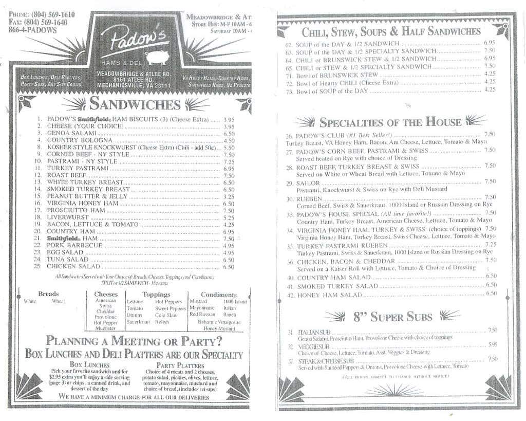 Hanover Deli Menu, Menu for Hanover Deli, Mechanicsville, Richmond