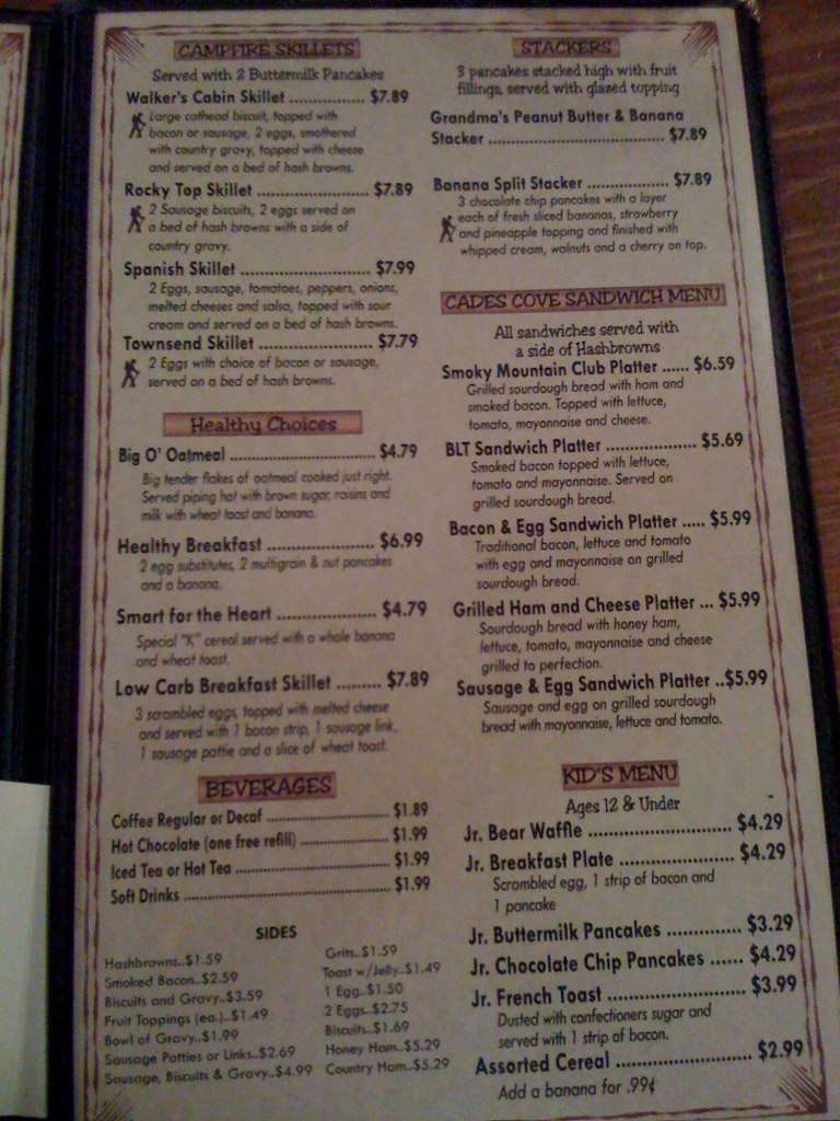 Flapjack S Pancake Cabin Menu Menu For Flapjack S Pancake Cabin