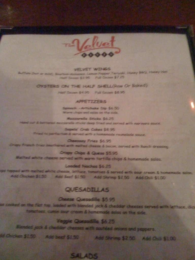 Menu at Velvet Elvis Grille and Tap pub & bar, Milledgeville