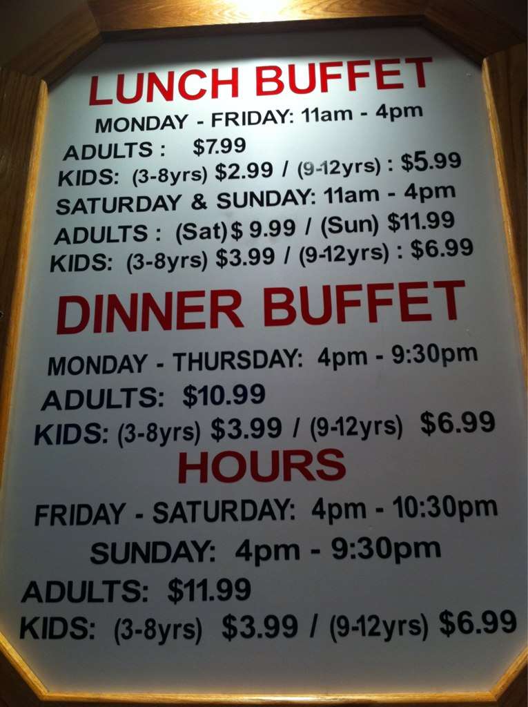 China Buffet Menu, Menu for China Buffet, Greensboro, Piedmont Triad