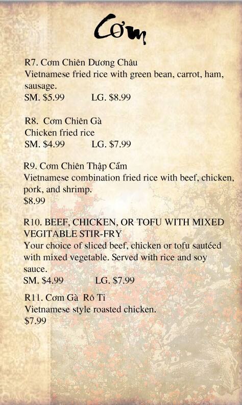 Amazin Asian menu