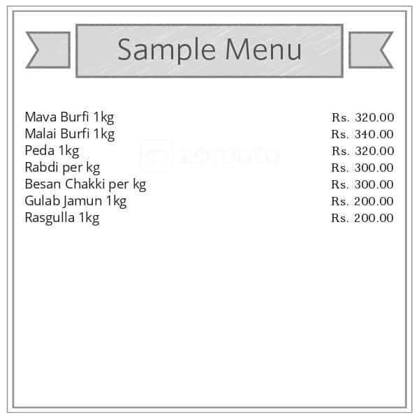 Arora Sweets menu
