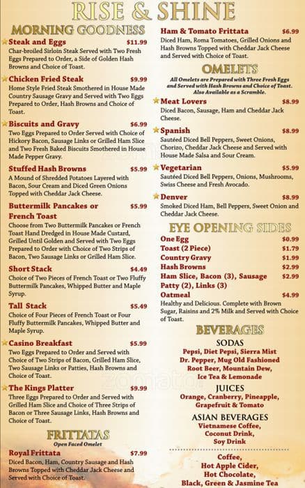 red hawk casino restaurant menu