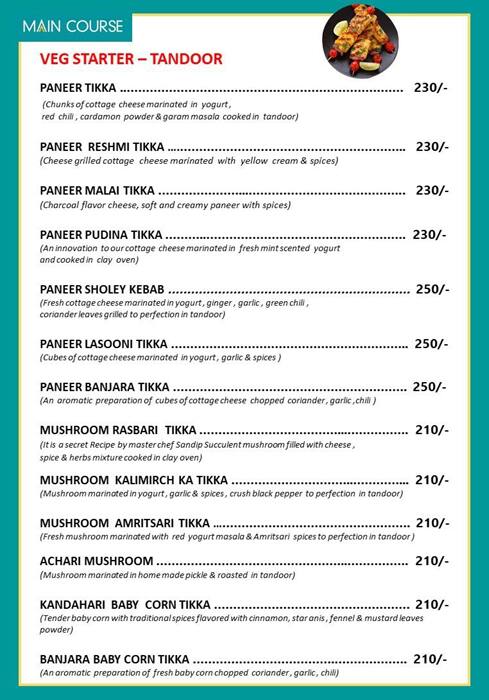 Menu of Main Course Nerul Navi Mumbai Menu of Main Course Nerul Navi Mumbai