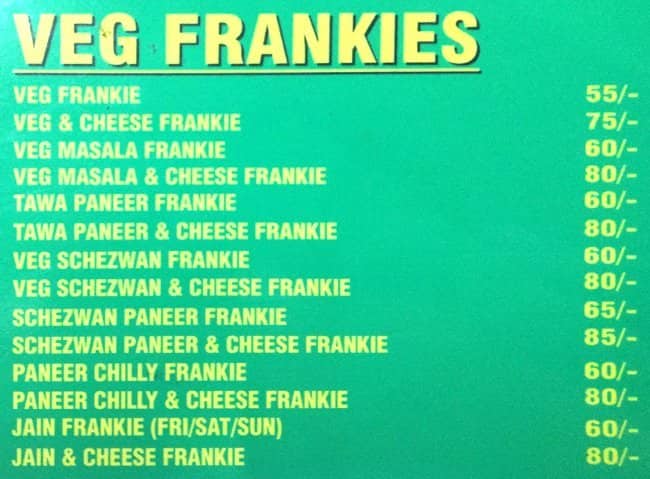 Tibb's FRANKIE menu