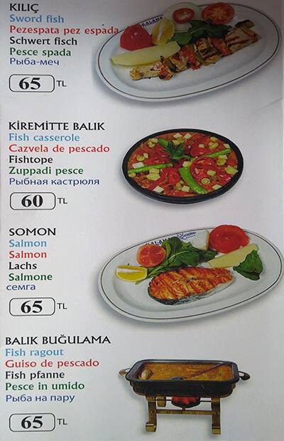 Kalamar Restaurant Menu Menu For Kalamar Restaurant Kumkapi Istanbul