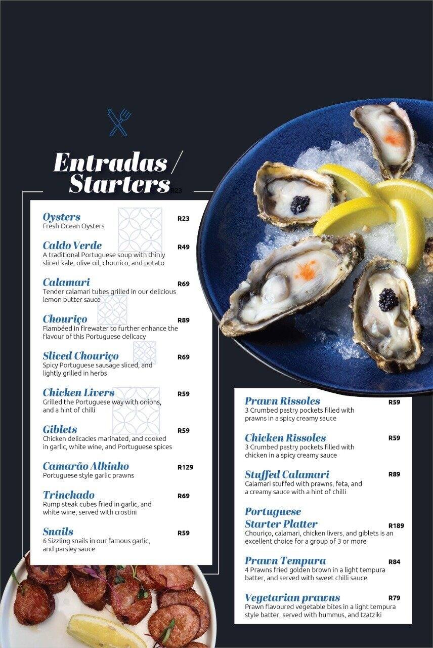 Menu au Adega restaurant, Alberton