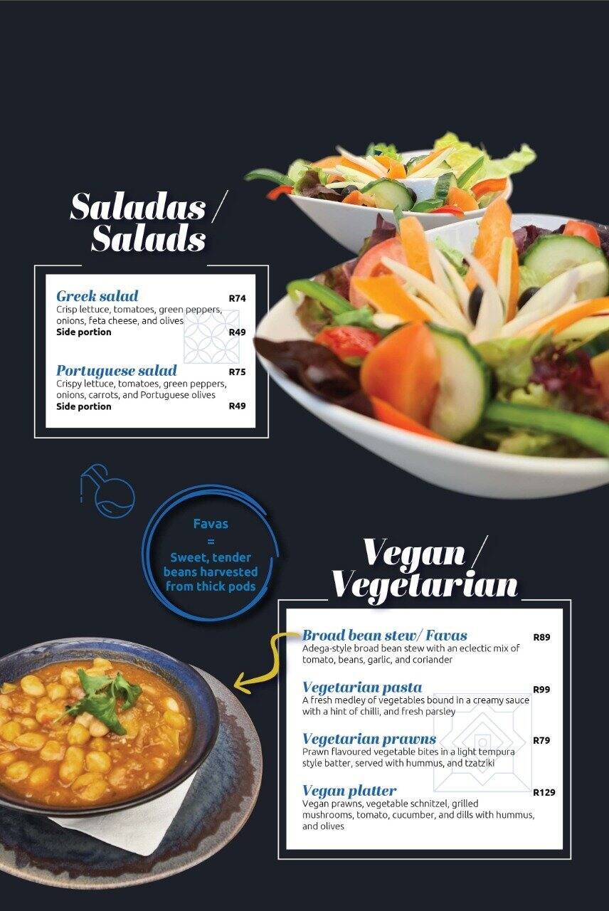 Menu au Adega restaurant, Alberton