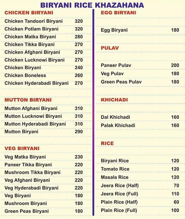 Jeevan Family Restaurant menu