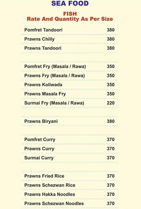 Jeevan Family Restaurant menu