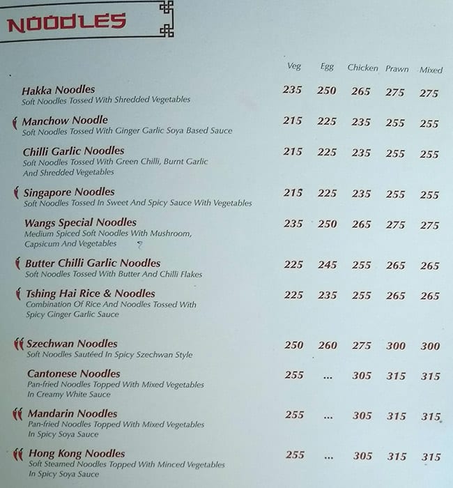 Wang's Kitchen menu