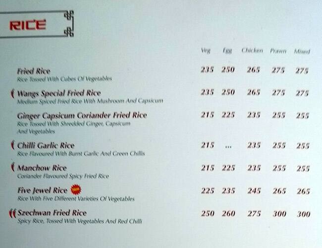 Wang's Kitchen menu