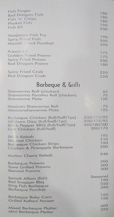 Firdouse Restaurant menu