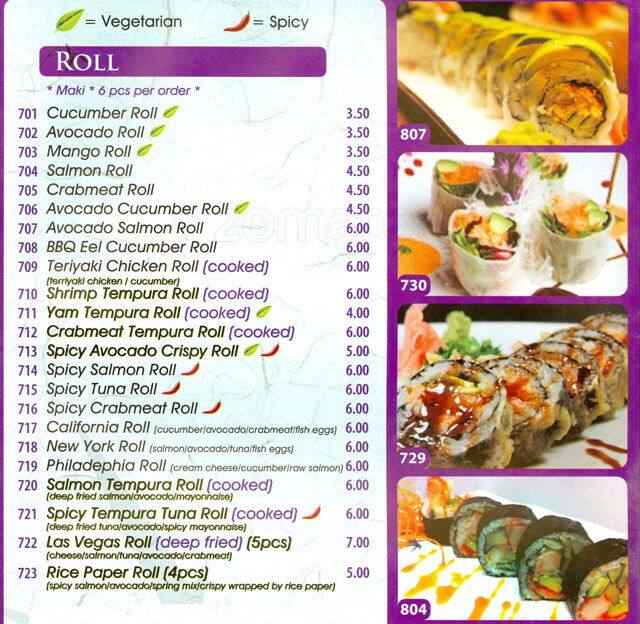 Menu de Sushi Sushi Japanese Restaurant