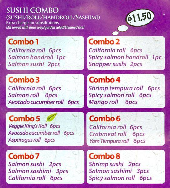 Menu de Sushi Sushi Japanese Restaurant