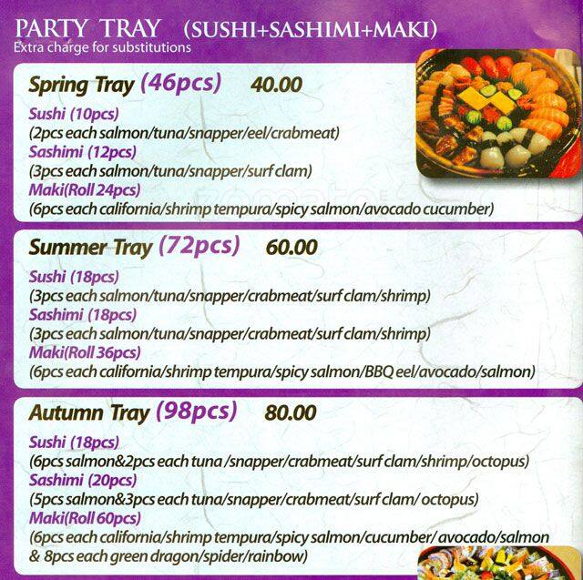 Menu de Sushi Sushi Japanese Restaurant