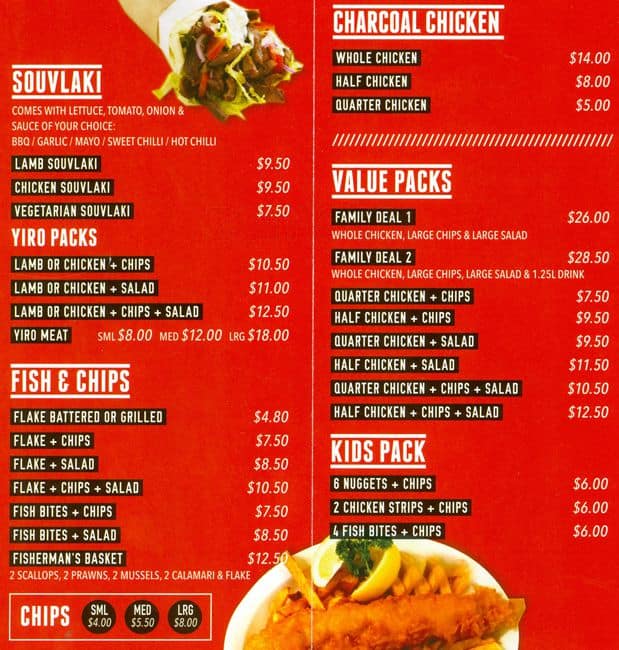 Menu at Corner House fast food, Rowville