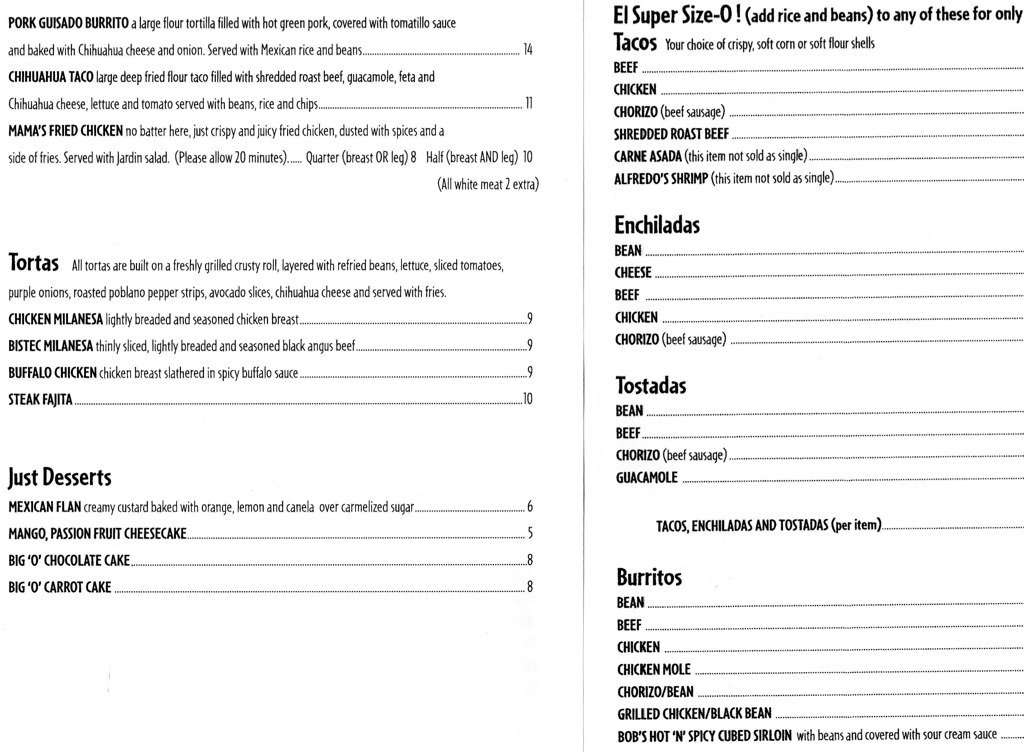 Menu at La Cucaracha Mexican Restaurante, Saint Paul, 36 S Dale St South