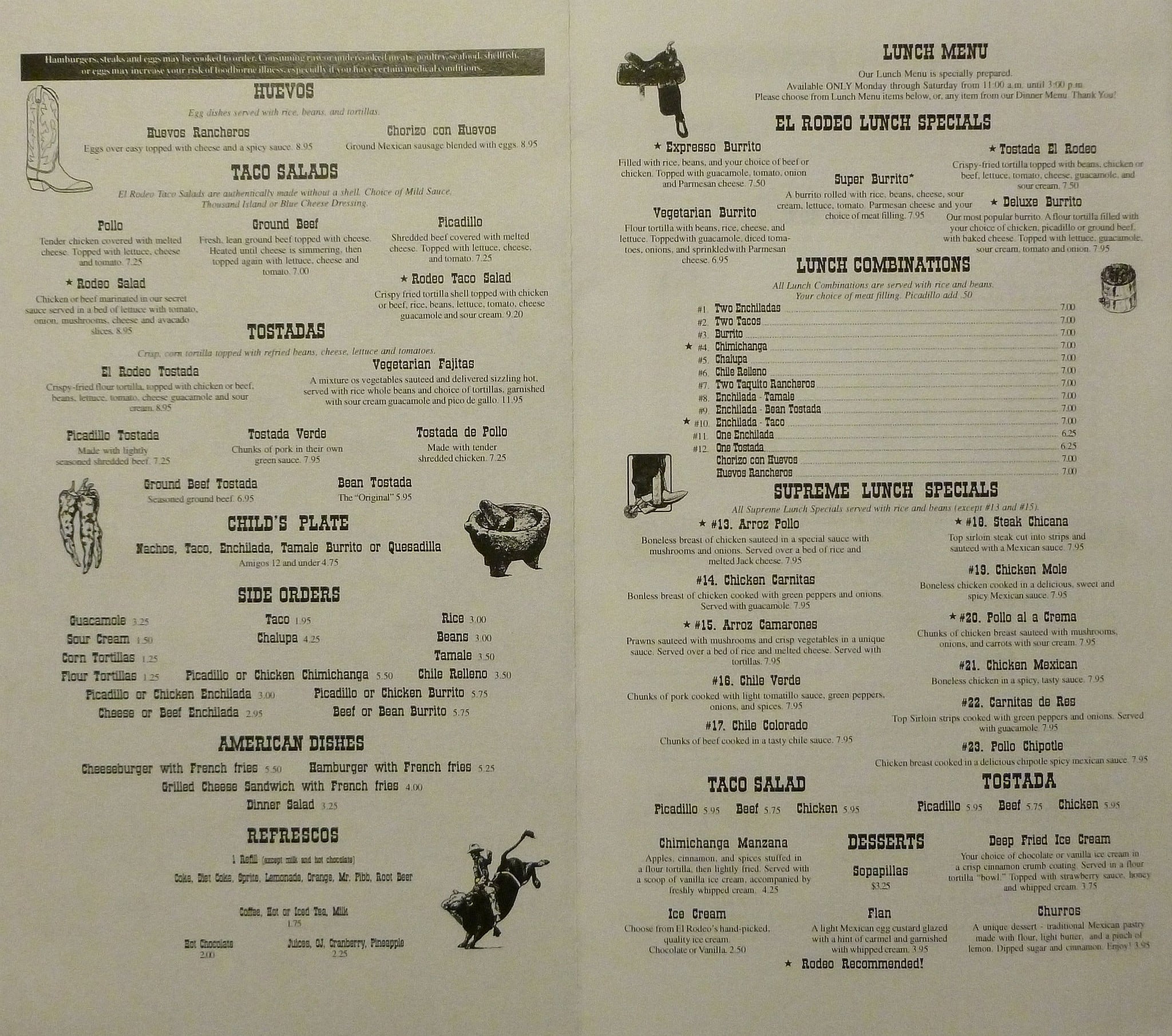 Menu at El Rodeo Mexican Restaurant, Cheney