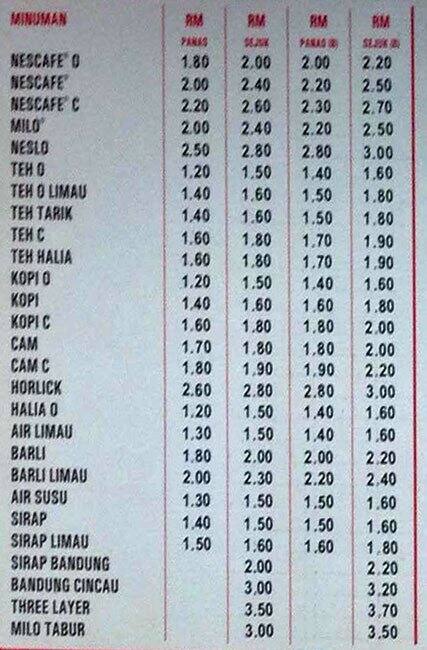 Restoran Asiba Nasi Kandar Menu