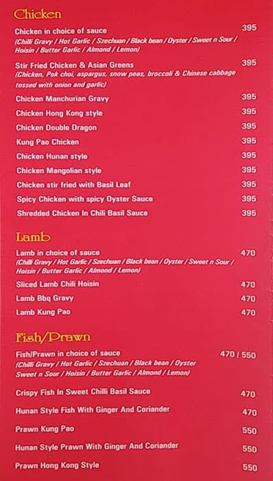 Sum Yum Asia menu