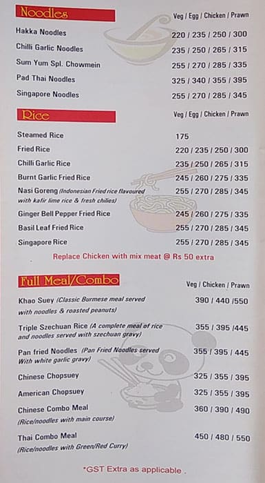 Sum Yum Asia menu