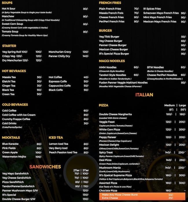 91 Spices Menu, Menu for 91 Spices, Fatehgunj, Vadodara - Zomato