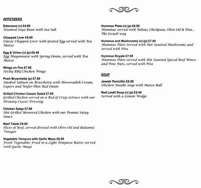 The Kitchen menu