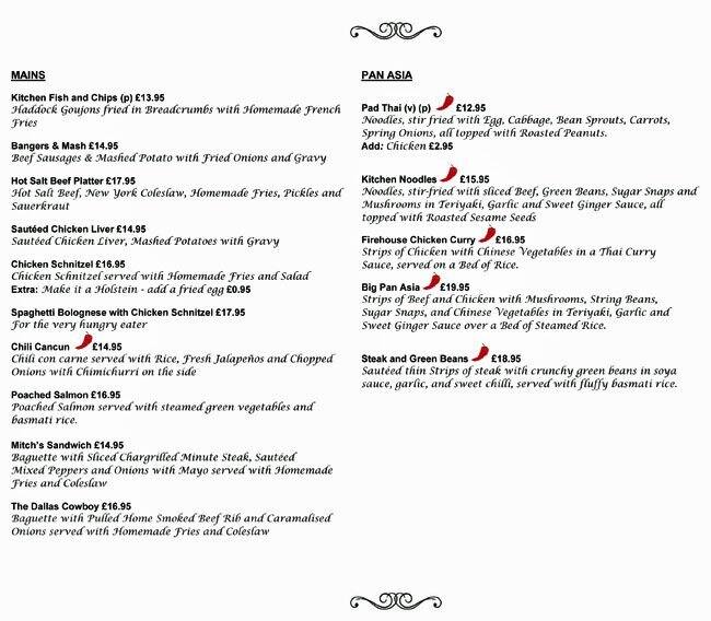 The Kitchen menu