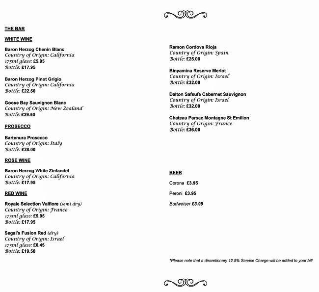 The Kitchen menu