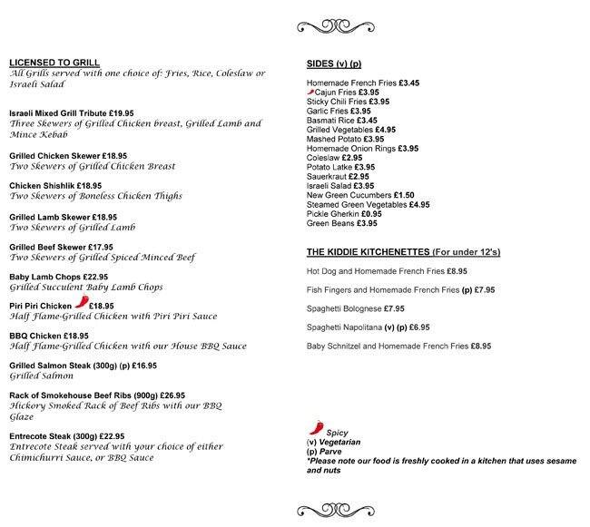 The Kitchen menu