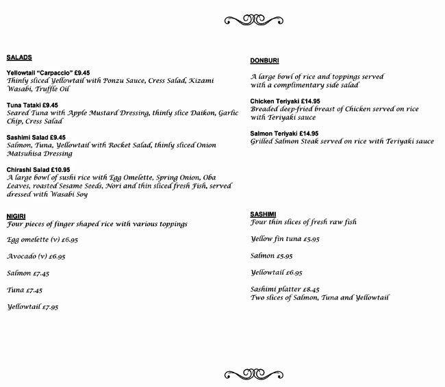 The Kitchen menu