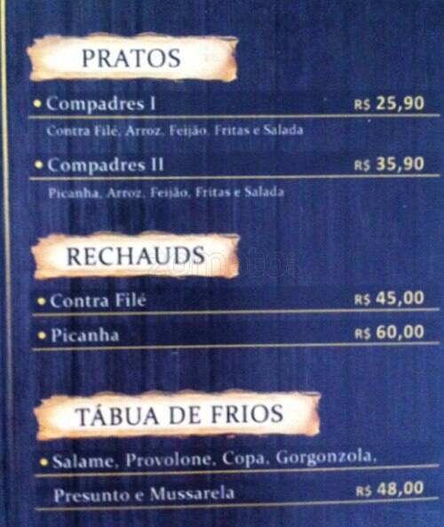 Choperia dos Compadres cardápio